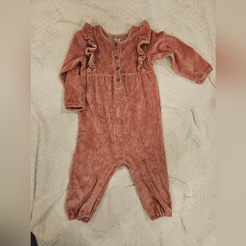 Velvet Button-Up Baby Jumpsuit
